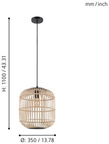 Eglo 43216 - Lampadario a sospensione con filo BORDESLEY 1xE27/28W/230V