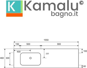 Mobile bagno metallico a terra 155 cm NET-155 - KAMALU