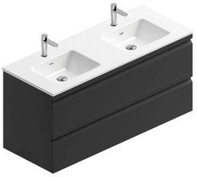 Mobile sottolavabo e lavabo Pull per vasca centrale grigio grafite opaco in mdf L 120 x H 56 x P 46 cm 2 cassetti
