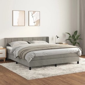 Giroletto A Molle Con Materasso Grigio Chiaro 160x200cm Velluto /