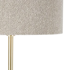 Lampada da terra ottone con paralume bouclè tortora 50 cm - Simplo