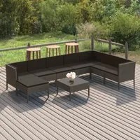 Set Divani da Giardino 9 pz con Cuscini in Polyrattan Grigio cod mxl 41965