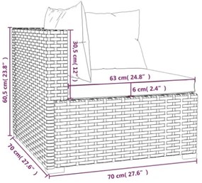 Set Divani da Giardino 6 pz con Cuscini in Polyrattan Nero