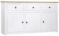 Credenza Bianca 135x40x80 cm in Legno Massello di Pino Panama 282705