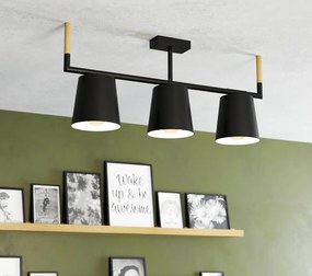 Plafoniera natura Lacey nero IP20, 3XE27