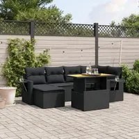 Set Divani da Giardino con Cuscini 7pz Nero Polyrattan 3271853