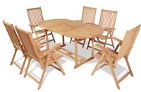 Set da Pranzo da Giardino 7pz Sedie Pieghevoli Massello di Teak