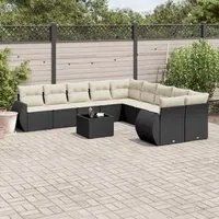 Set Divani da Giardino 11 pz con Cuscini in Polyrattan Nero 3254253