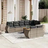 Set Divano da Giardino 9 pz con Cuscini Grigio in Polyrattan 3257425