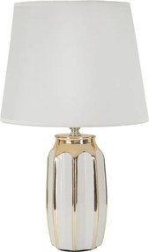 Lampada da tavolo bianca/dorata in ceramica con paralume in tessuto (altezza totale 40,5 cm) Cassy – Mauro Ferretti