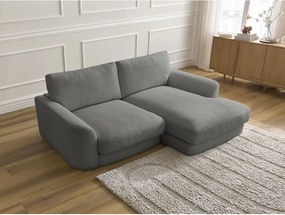 Divano angolare grigio scuro (con penisola a destra/con chaise lounge) con rivestimento in bouclé Leonore – Bobochic Paris