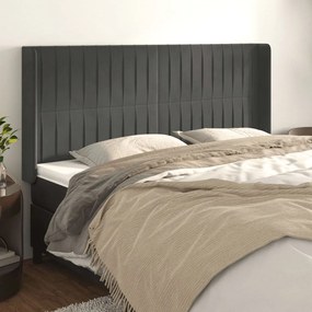 Testiera Ad Orecchio Grigioscuro 163x16x118/128cm İn Velluto /