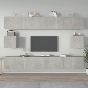 Set Di Mobili Porta Tv 6 Pz Grigio Cemento İn Legno Multistrato /