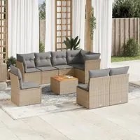 Set Divano da Giardino 9 pz con Cuscini Beige in Polyrattan 3223742