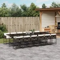 Set da Pranzo da Giardino 13pz con Cuscini Marrone Polyrattan 3278072