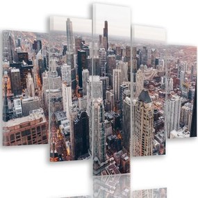 Quadri Quadro 5 pezzi Stampa su tela Chicago Città Architettura