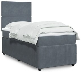 Giroletto A Molle Con Materasso Grigio Scuro 80x200 Cm Velluto /
