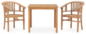 Set Da Pranzo Da Giardino 3 Pz İn Legno Massello Di Teak /