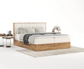 Letto boxspring con contenitore in crema-naturale 160x200 cm Asahi - Maison de Rêve