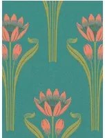 Isidore Leroy Carta da parati Tulipes - Aqua