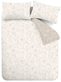 Biancheria da letto beige in flanella per letto matrimoniale 200x200 cm Floral Toile - Bianca