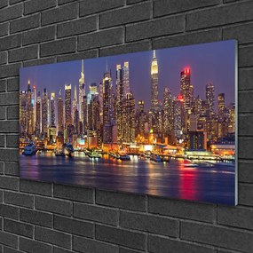 Quadro di vetro Città Grattacieli Case 100x50 cm 2 appendini