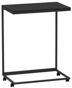 Tavolino con ruote nero 55x35x70 cm in legno multistrato