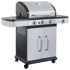 PIROS - barbecue a gas 3 fuochi + 1 esterno in acciaio inox