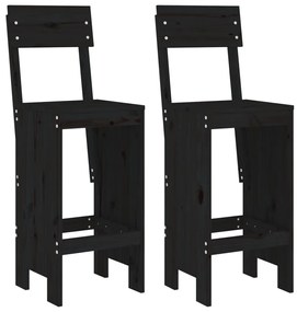 Set bar da giardino 3 pz nero in legno massello di pino