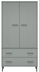 Armadio gambe metallo grigio 90x55x172,5 cm legno massello oslo