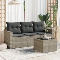 Set Divano da Giardino 4pz con Cuscini Grigio Chiaro Polyrattan 3218662