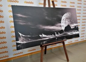 Stampa su tela – Pianeta futuristico in bianco e nero