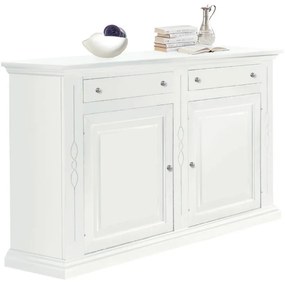 Credenzone da 177 cm classico in legno bianco opaco