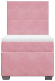 Giroletto a molle con materasso rosa 90x200 cm in velluto