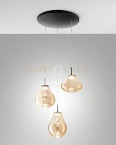 Deva sospensione ambra 3 luci tonda a led cct 2700k - 3000k - 4000k...