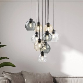 TK Lighting Lampada a sospensione Cubus Mix, Ø 58 cm, a 9 luci, multicolore, vetro, E27