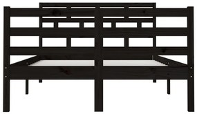 Giroletto nero in legno massello 135x190 cm 4ft6 doppio