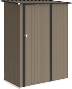 Capanno Porta Attrezzi 142x86x189 cm con Tetto Inclinato e Porta Bloccabile in Metallo Marrone...