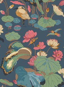 GP & J Baker Carta da parati Nympheus - Indigo/ Teal