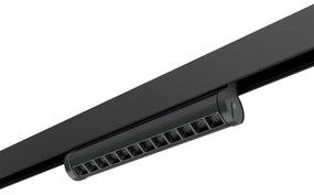 Faro LED Lineare 12W Magnetico 24cm CRI92 UGR16 Nero 48V Colore Bianco Caldo 3.000K