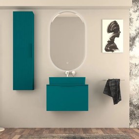 Mobile da bagno sotto lavabo Modula blu petrolio liscio laccato opaco L 70 x H 43 x P 44 cm 2 cassetti, lavabo non incluso