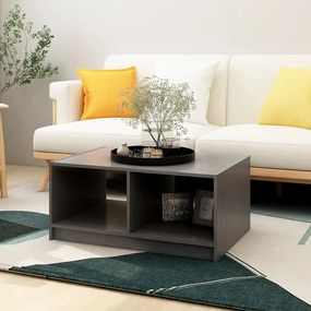 Tavolino Da Salotto Grigio 75x50x33,5 Cm Legno Massello Di Pino /