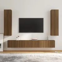 Set Mobili Porta TV 4 pz Rovere Marrone in Legno Multistrato 3114213