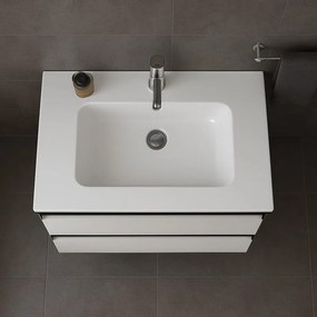 Mobile da bagno sospeso sotto lavabo L 79.5 x H 40 x P 45.5 cm bianco laccato opaco, 2 cassetti Fusion