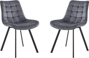 Sedia da pranzo in velluto Grigio Scuro e gambe metallo nero - Roma 2 sedie