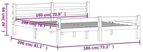 Giroletto Grigio Scuro in Legno Massello di Pino 180x200 cm