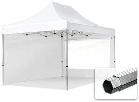 TOOLPORT 3x4,5m gazebo pieghevole PES con laterali (finestre panoramiche), PROFESSIONAL alluminio, bianco - (600214)