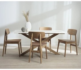 Sedia da pranzo in similpelle in colore marrone cognac-naturale Livo - Unique Furniture