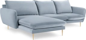 Divano angolare Vienna 5 posti in velluto con gambe oro - L255cm