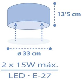 Dalber 42006T - Plafoniera per bambini COLOR LIGHT 2xE27/15W/230V blu